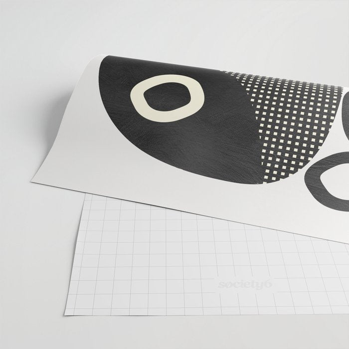black white abstract shape art 2 Wrapping Paper Gallery Image 2