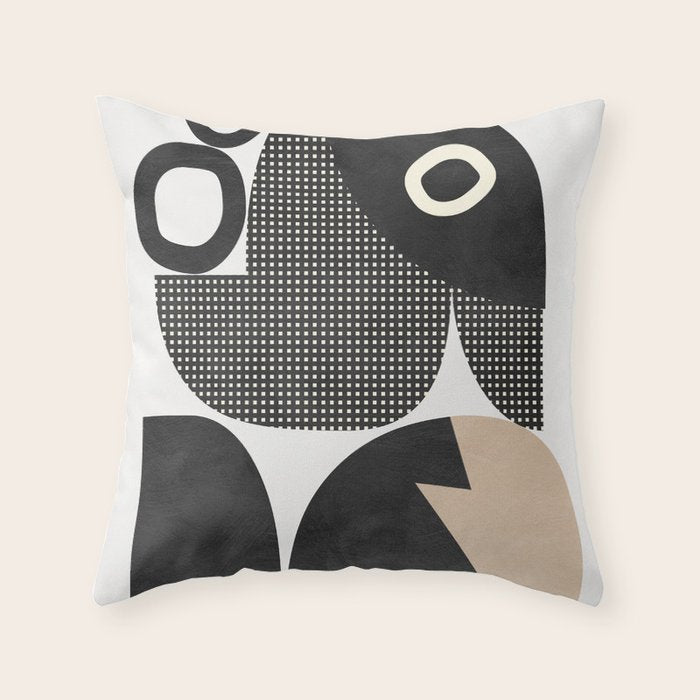 black white abstract shape art 2 Throw Pillow Gallery Image 6