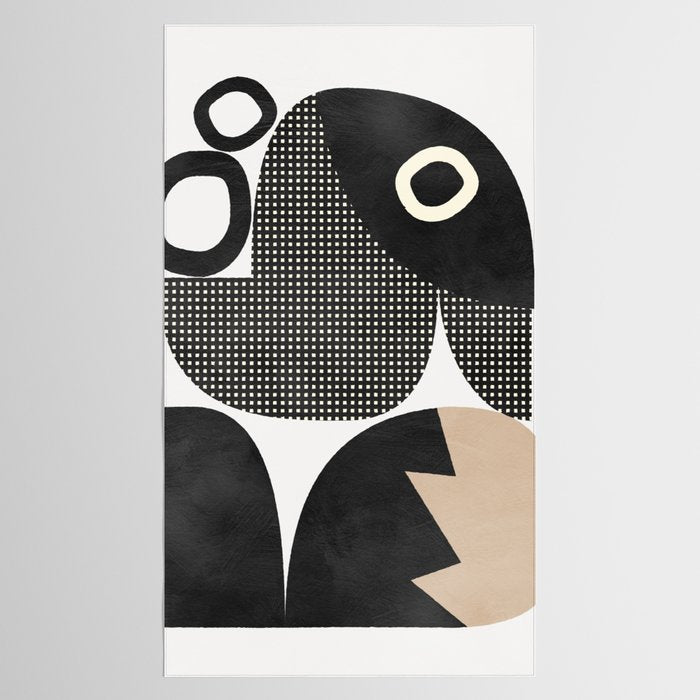 black white abstract shape art 2 Tablecloth Gallery Image 2
