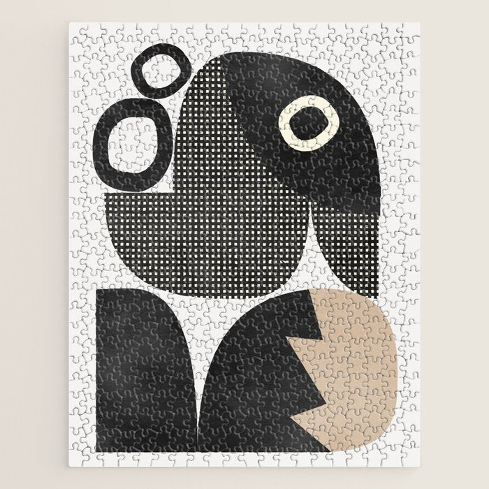 black white abstract shape art 2 Jigsaw Puzzle Gallery Image 1