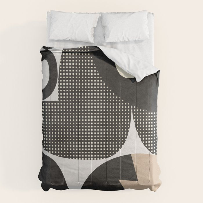 black white abstract shape art 2 Comforter Gallery Image 1