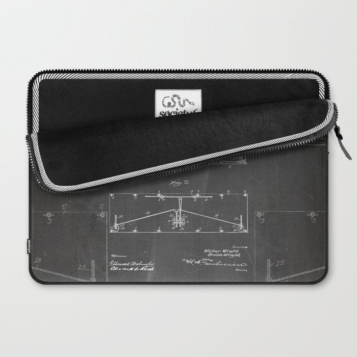 Wright Brother'S Plane Patent - Aviation Art - Black Chalkboard Laptop Sleeve Gallery Image 2