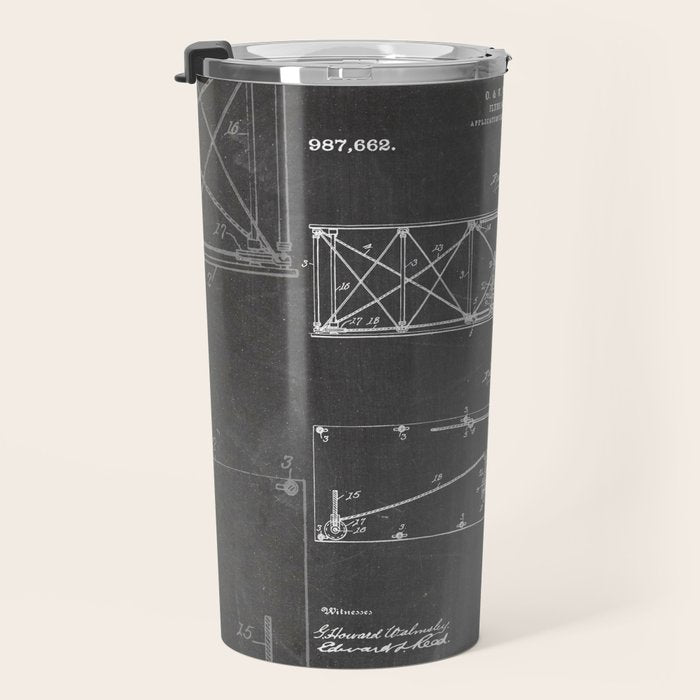 Wright Brother'S Plane Patent - Aviation Art - Black Chalkboard Travel Mug Gallery Image 3