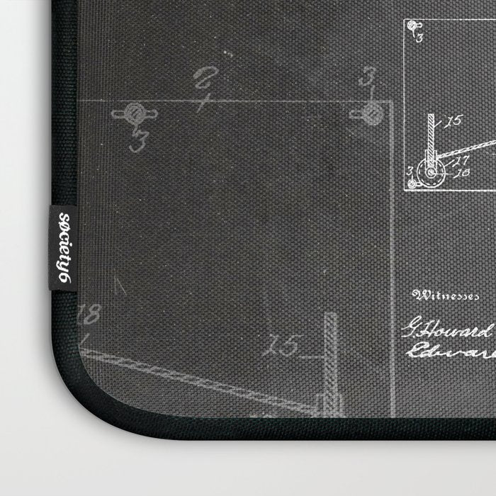 Wright Brother'S Plane Patent - Aviation Art - Black Chalkboard Laptop Sleeve Gallery Image 3