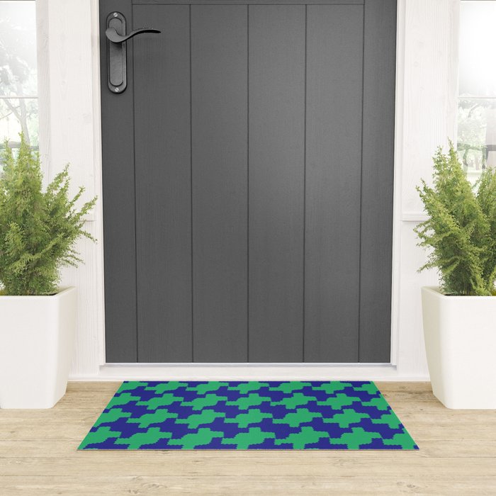  Ocean Crinkle Houndstooth Welcome Mat Gallery Image 3