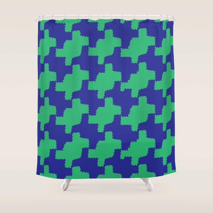  Ocean Crinkle Houndstooth Shower Curtain Gallery Image 1