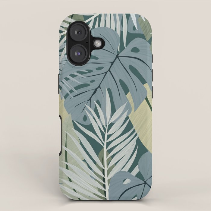 Blue tropical leaves iPhone Case Gallery Image 1
