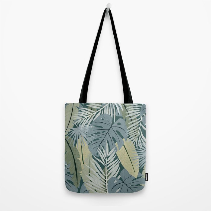 Blue tropical leaves Tote Bag Gallery Image 2