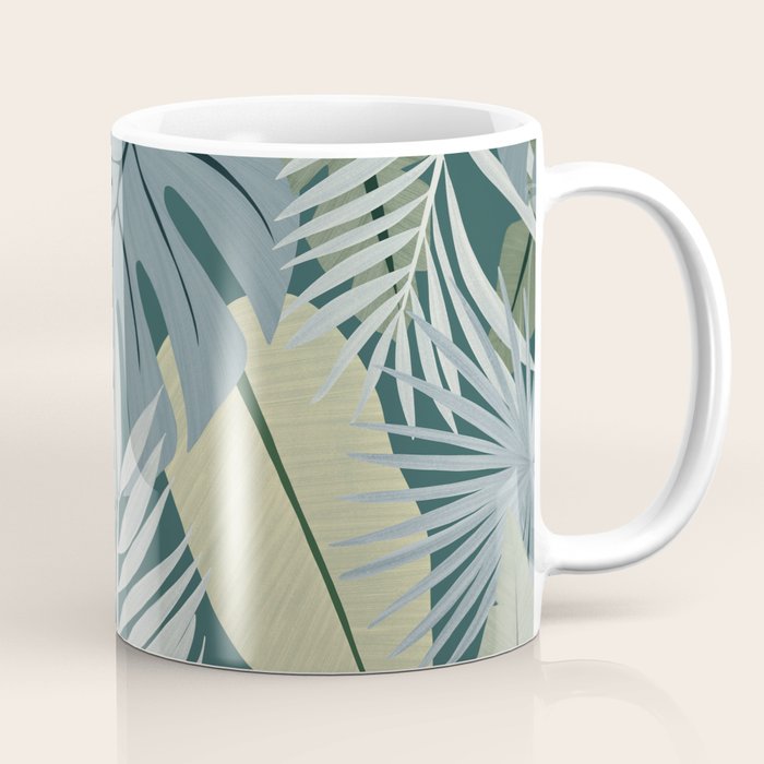 Blue tropical leaves Coffee Mug Gallery Image 1