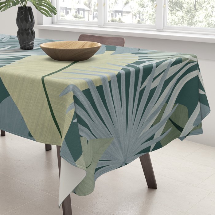 Blue tropical leaves Tablecloth Gallery Image 3