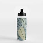 Blue tropical leaves Water Bottle Gallery Image 2