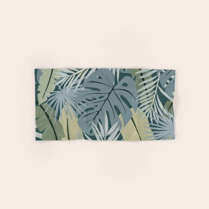 Blue tropical leaves Bath Towel Gallery Image 1
