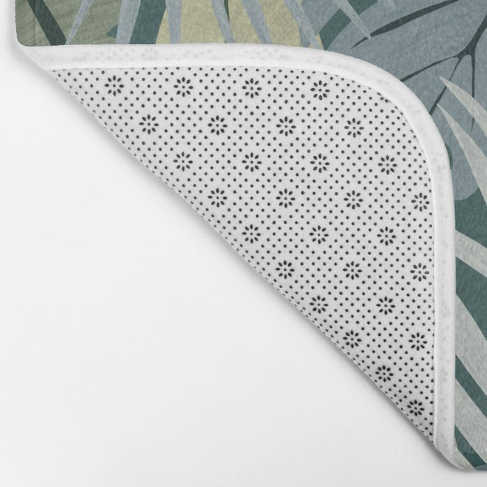 Blue tropical leaves Bath Mat Gallery Image 2