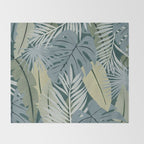Blue tropical leaves Throw Blanket Gallery Image 2