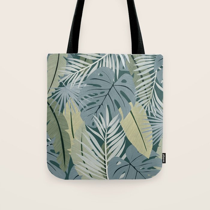 Blue tropical leaves Tote Bag Gallery Image 1