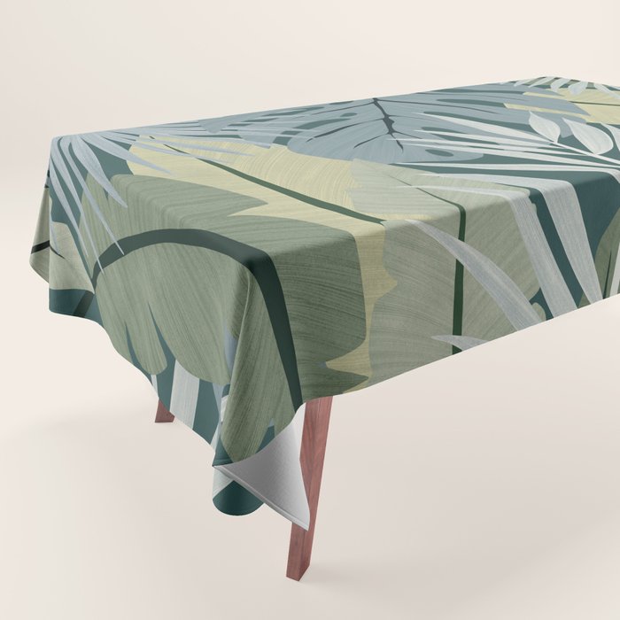 Blue tropical leaves Tablecloth Gallery Image 1