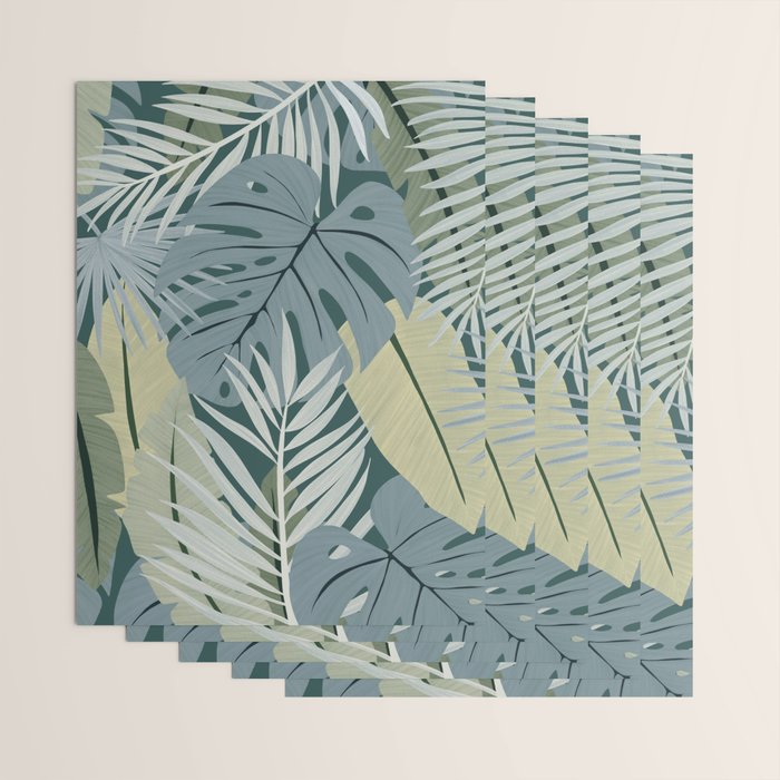 Blue tropical leaves Wrapping Paper Gallery Image 3