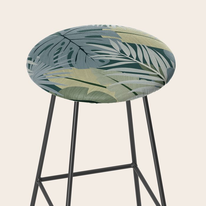 Blue tropical leaves Stool Gallery Image 2