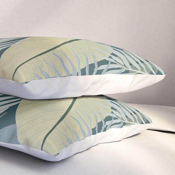 Blue tropical leaves Pillow Sham Gallery Image 3