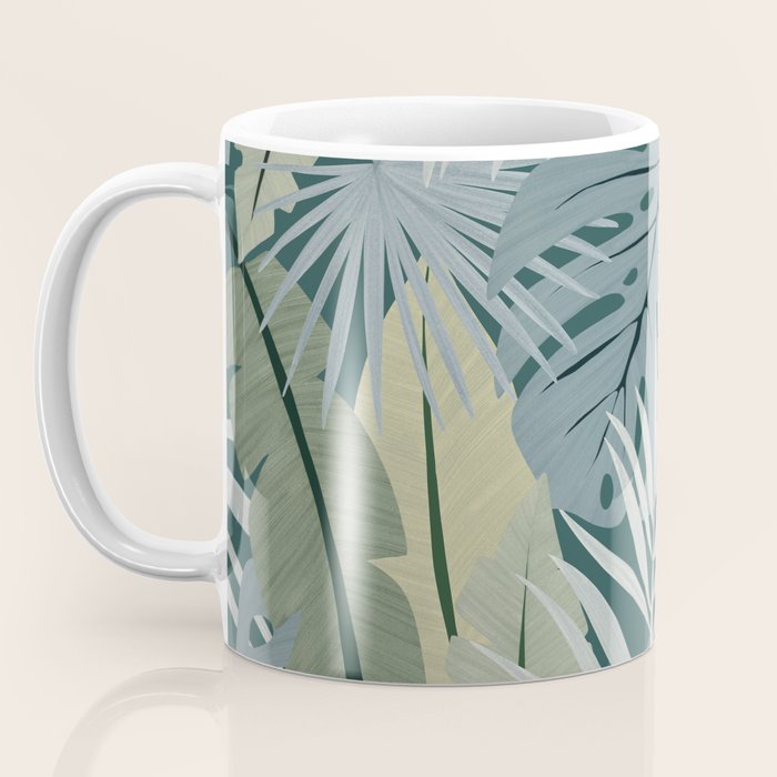 Blue tropical leaves Coffee Mug Gallery Image 3