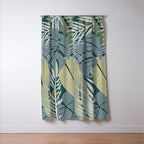 Blue tropical leaves Window Curtain Gallery Image 3