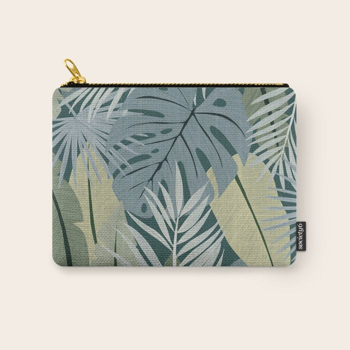 Blue tropical leaves Carry All Pouch Gallery Image 1