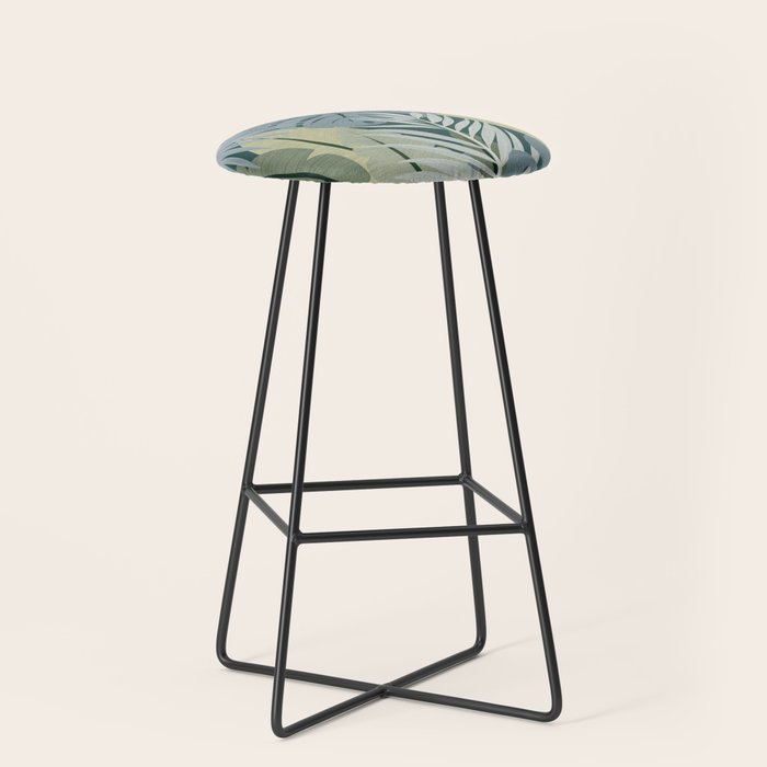 Blue tropical leaves Stool Gallery Image 1