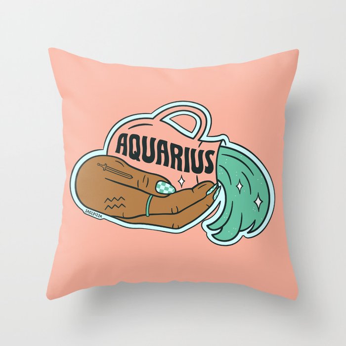 AQUARIUS (DARK) Throw Pillow Gallery Image 1