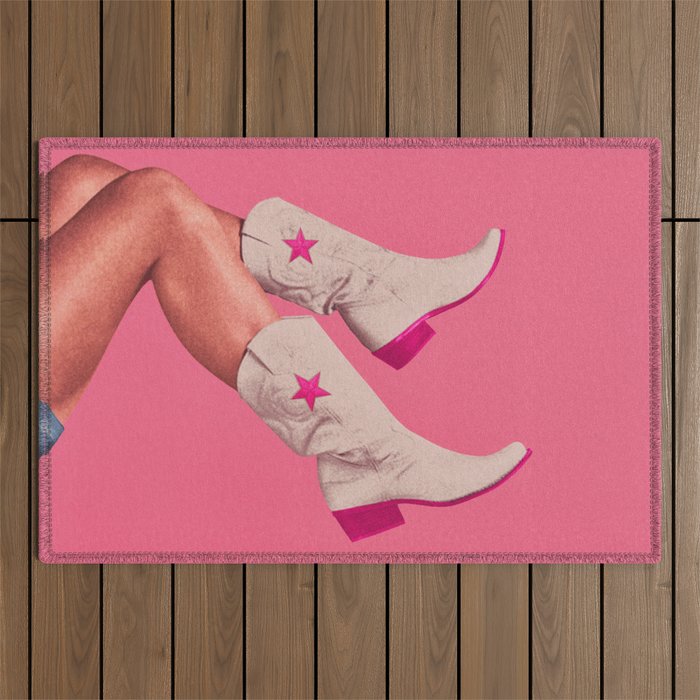 These Boots - Hot Neon Pink Outdoor Rug Gallery Image 1