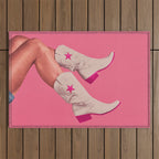 These Boots - Hot Neon Pink Outdoor Rug Gallery Image 1