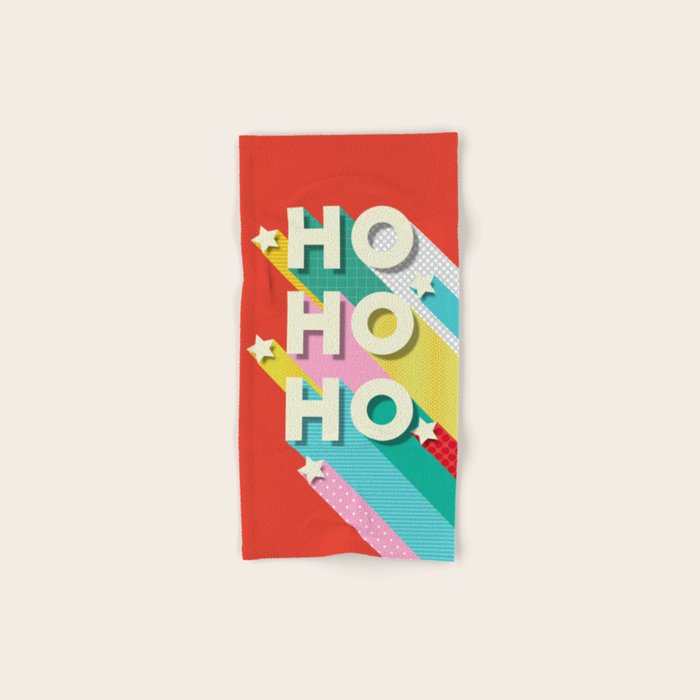 Ho Ho Ho Christmas typography Bath Towel Gallery Image 1