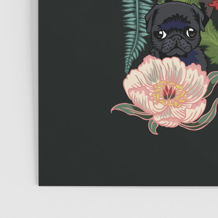 Botanical and Black Pugs Poster Gallery Image 3