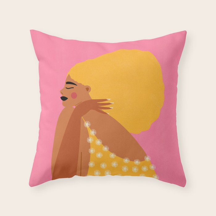 Golden Embrace - Self-Love Portrait of a Black Woman Throw Pillow Gallery Image 6