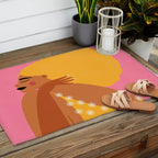 Golden Embrace - Self-Love Portrait of a Black Woman Outdoor Rug Gallery Image 2