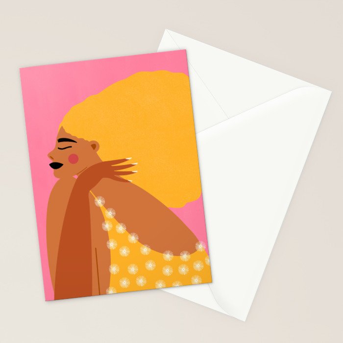 Golden Embrace - Self-Love Portrait of a Black Woman Stationery Card Gallery Image 2