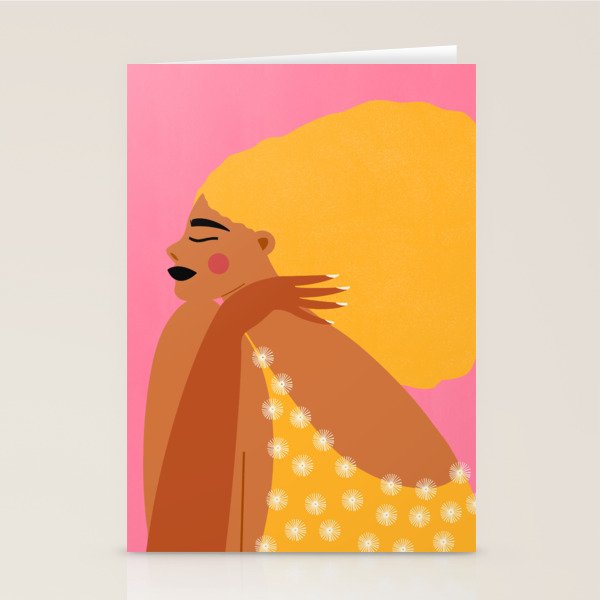 Golden Embrace - Self-Love Portrait of a Black Woman Stationery Card Gallery Image 1