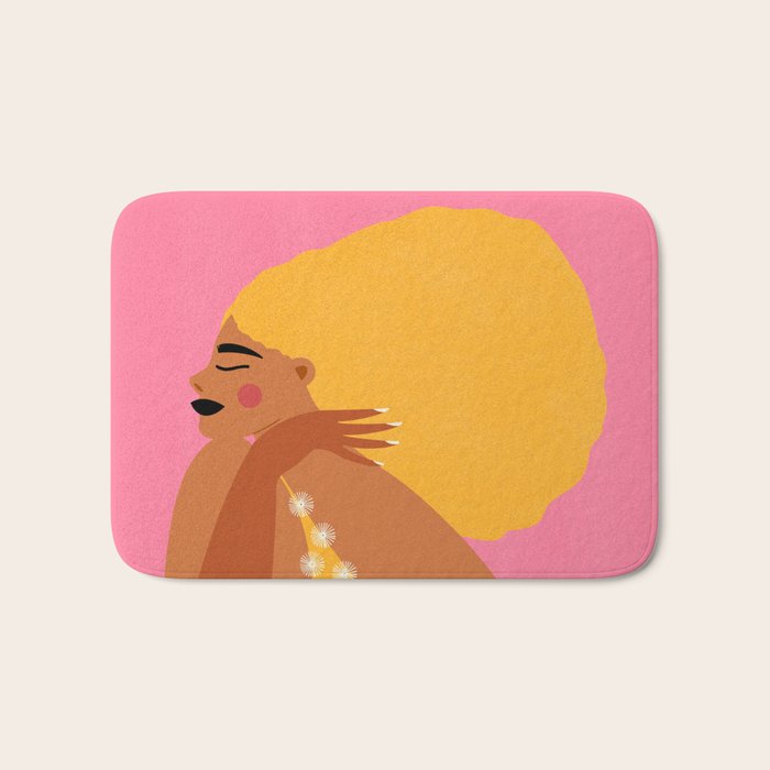 Golden Embrace - Self-Love Portrait of a Black Woman Bath Mat Gallery Image 1