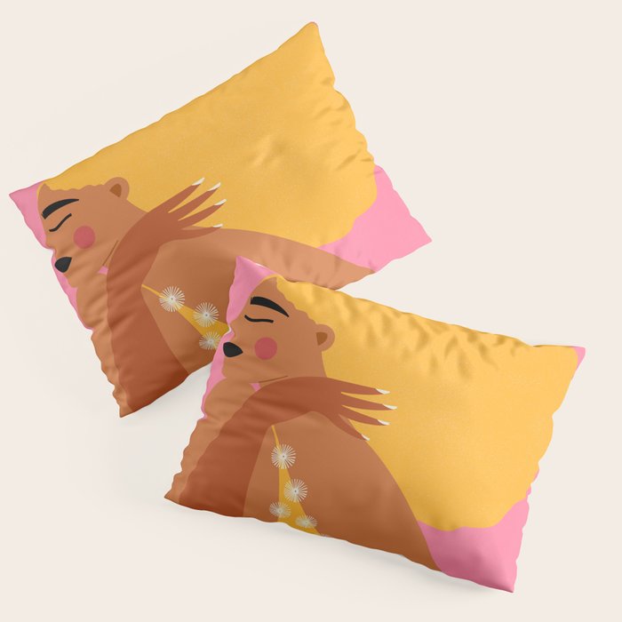 Golden Embrace - Self-Love Portrait of a Black Woman Pillow Sham Gallery Image 1