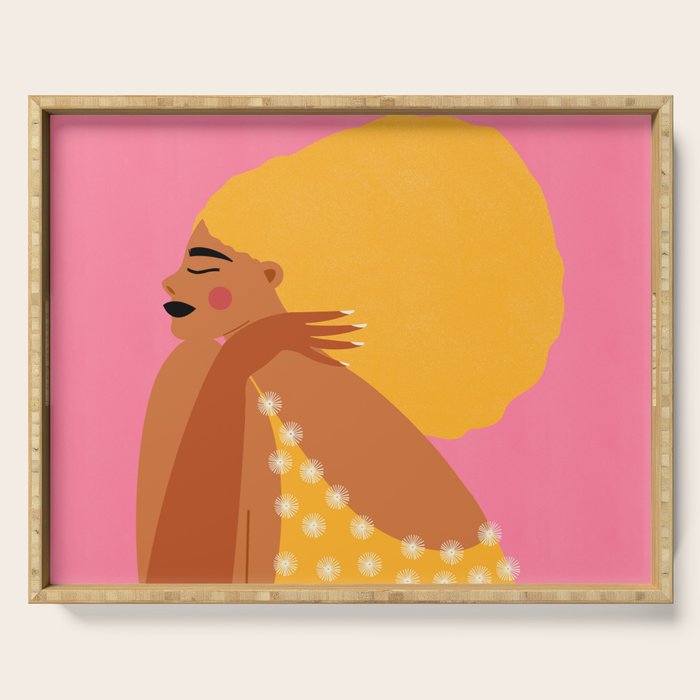 Golden Embrace - Self-Love Portrait of a Black Woman Serving Tray Gallery Image 1