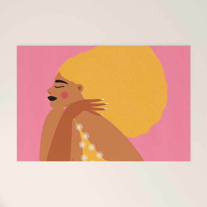 Golden Embrace - Self-Love Portrait of a Black Woman Welcome Mat Gallery Image 1