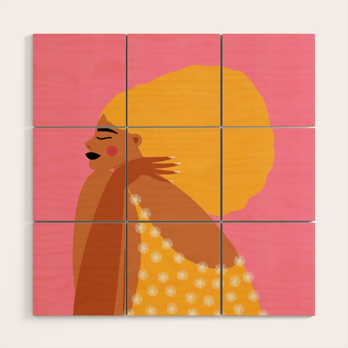 Golden Embrace - Self-Love Portrait of a Black Woman Wood Wall Art Gallery Image 1