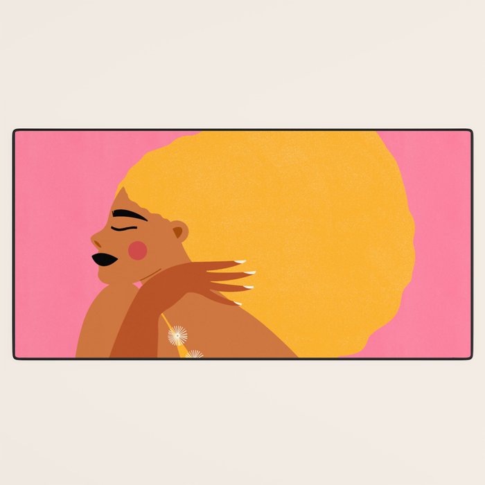 Golden Embrace - Self-Love Portrait of a Black Woman Desk Mat Gallery Image 3