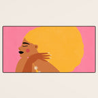 Golden Embrace - Self-Love Portrait of a Black Woman Desk Mat Gallery Image 3