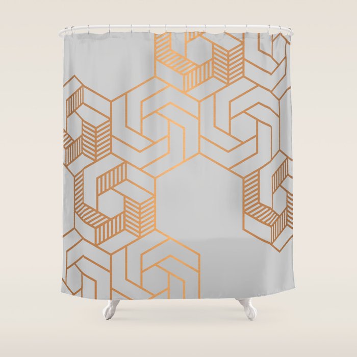 Hex 611 Copper Shower Curtain Gallery Image 1