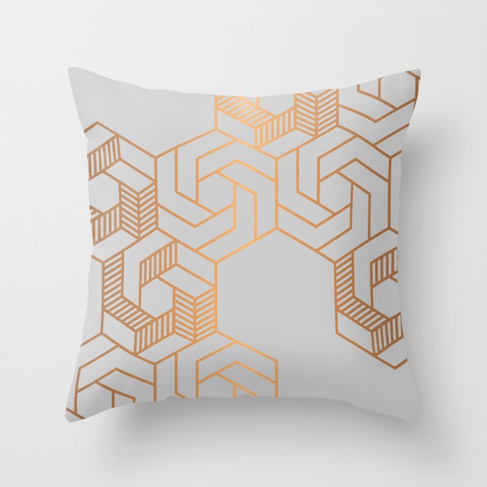 Hex 611 Copper Throw Pillow Gallery Image 1