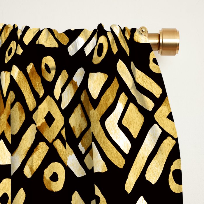 Sonoran Stripe - Midnight Gold Window Curtain Gallery Image 2