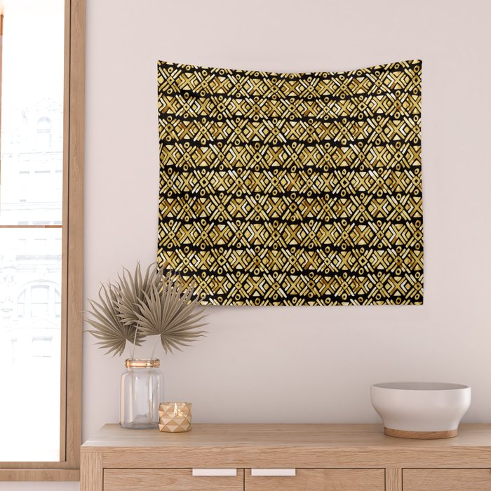 Sonoran Stripe - Midnight Gold Wall Tapestry Gallery Image 2