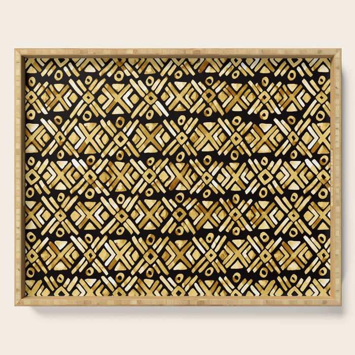 Sonoran Stripe - Midnight Gold Serving Tray Gallery Image 1