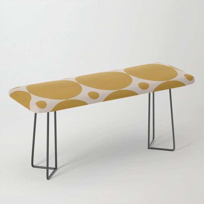 Futura Mid-century Modern Minimalist Abstract Pattern in Mustard Gold Bench Gallery Image 1