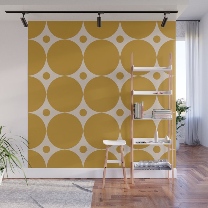Futura Mid-century Modern Minimalist Abstract Pattern in Mustard Gold Wall Mural Gallery Image 1